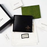 Gucci Premium Leather Bifold Men Wallet Black Textured (Made In Italy)
